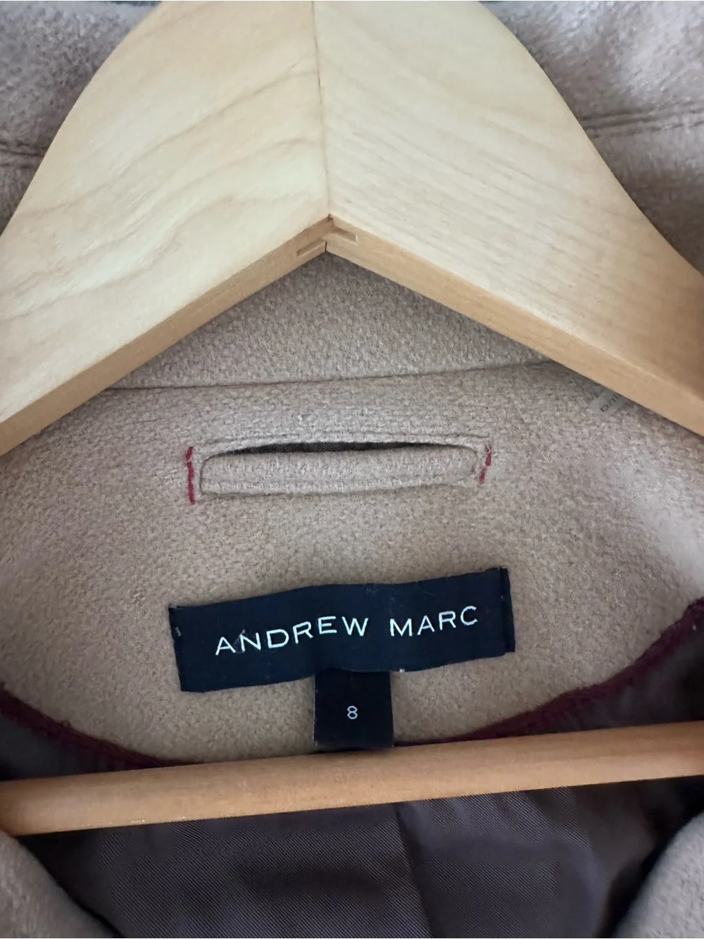 Andrew Marc Neutral Tan Belted Wool-Blend Trench Coat